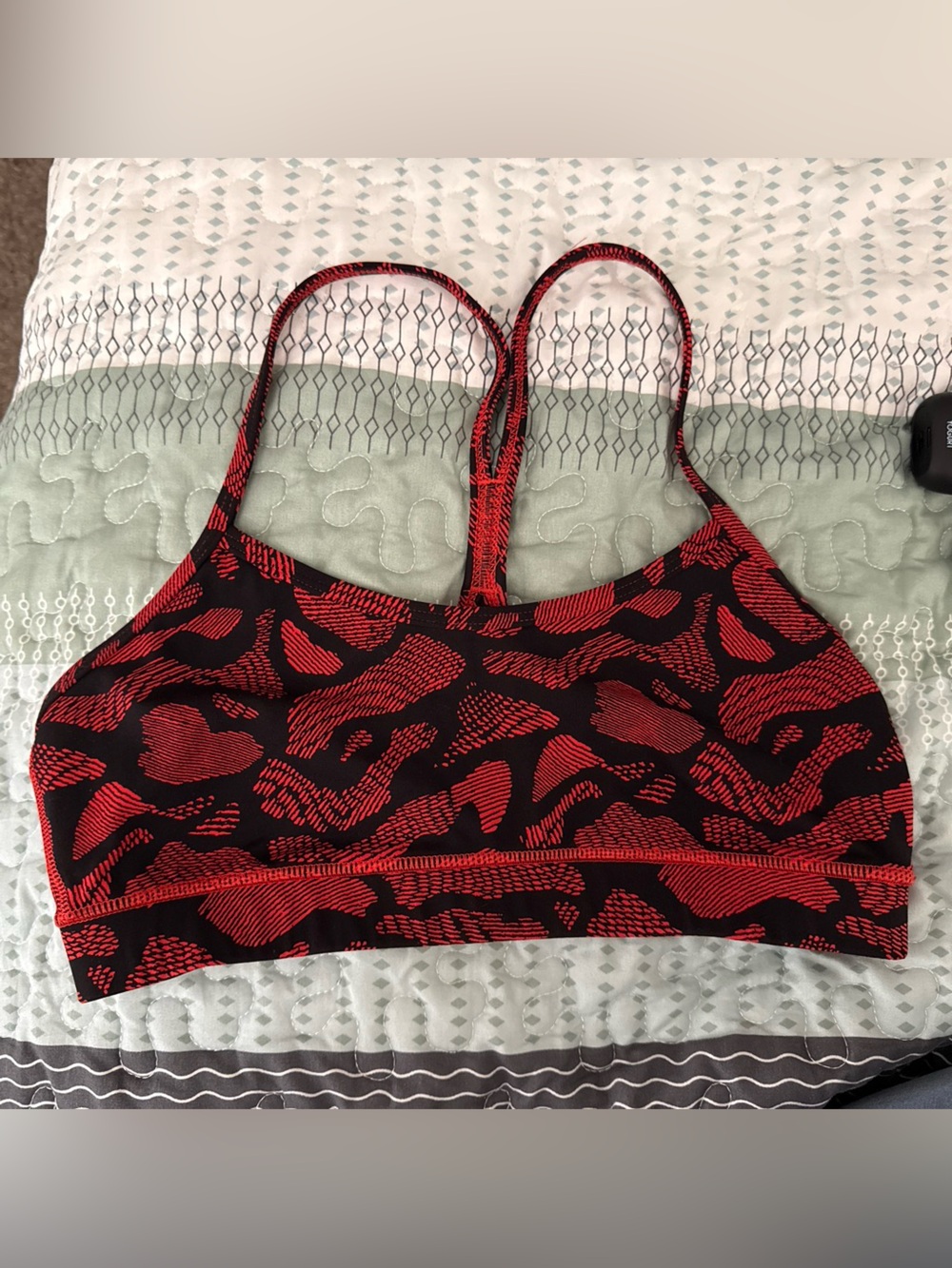 lululemon athletica Red and Black Strappy Patterned Sports Bra